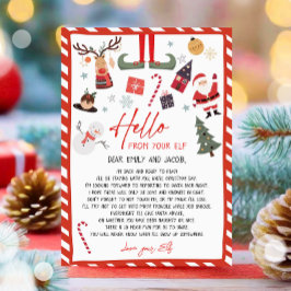 Convites Olá da Elf Arrival Carta de Volta de Natal