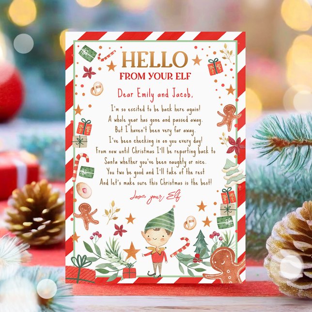 Convites Olá da Elf Arrival Carta de Volta de Natal (Criador carregado)