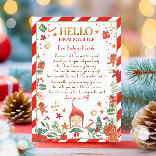 Convites Olá da Elf Arrival Carta de Volta de Natal