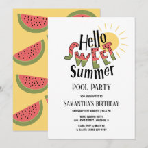 Olá Doce Aniversário de Festa na Piscina de Melanc