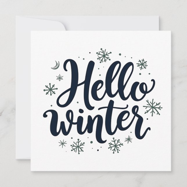 Convites Olá, Floco de Neve de Natal de inverno (Frente)
