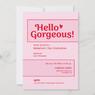 Convites Olá Galentines Day Rosa Vermelho divertido