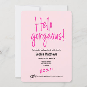 Convites Olá linda Pink XOXO noiva