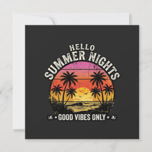 Convites Olá Noites de Verão Vintage Pôr do Sol Verão