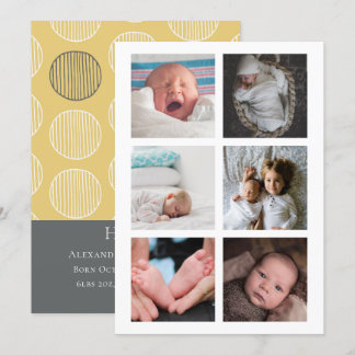 Convites Olá, Nova Foto para Bebê, Cinza Amarela Personaliz