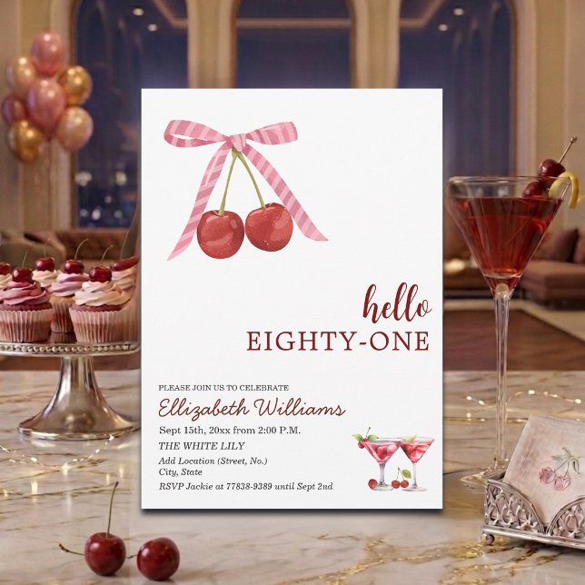 Convites Olá Oitenta e Um Aniversário da Cherry Martini (Criador carregado)