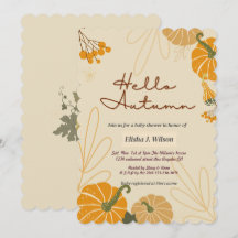 Olá outono, festa de aniversário de babyshower inv