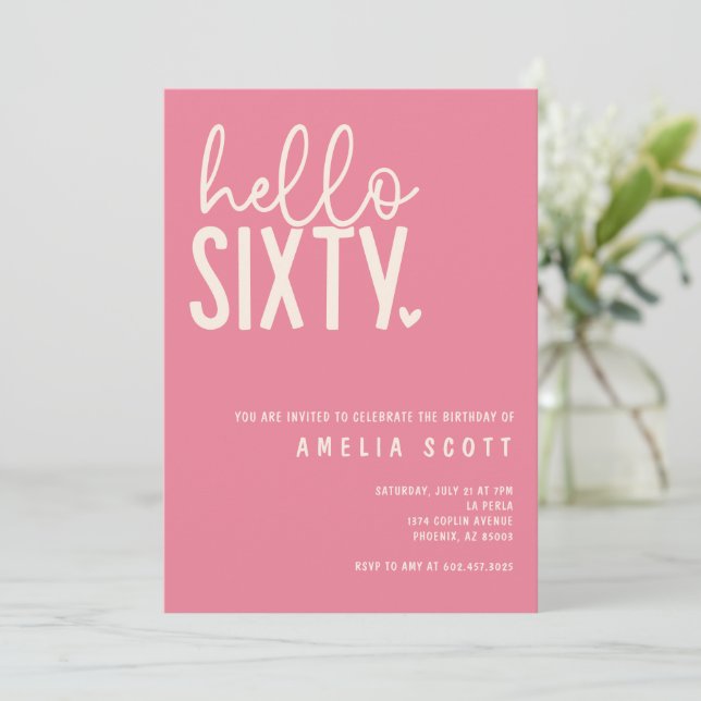 Convites Olá, Sessenta e sessenta e sessenta, Aniversário M (Em pé/Frente)