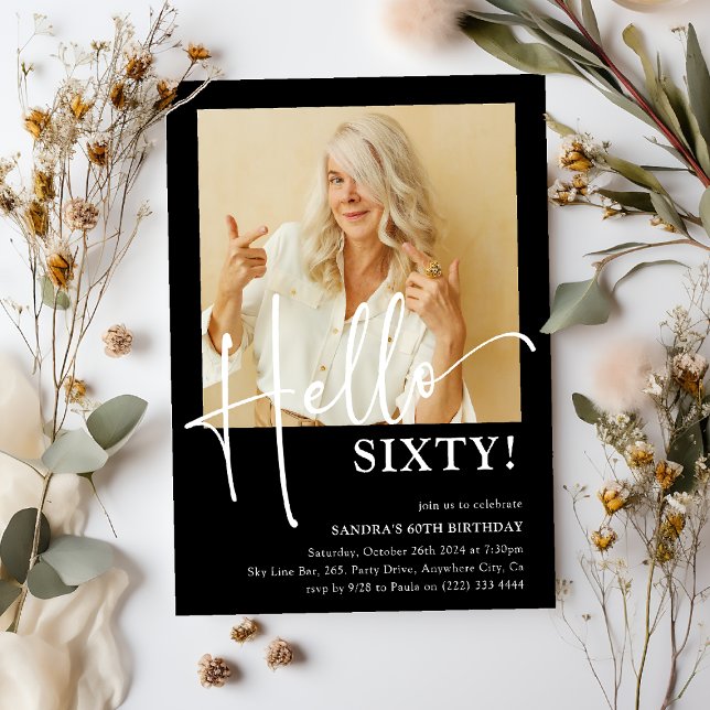 Convites Olá, SEXTA! Festa de aniversário mínima 60 (Criador carregado)