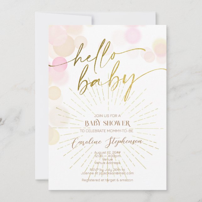 Convites Olá Sunshine Boho Modern Happy Baby Chá (Frente)