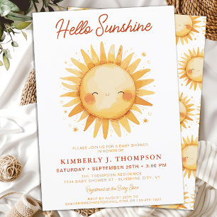 Convites Olá Sunshine Boho Sexo Chá de fraldas Neutro