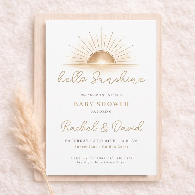 Convites Olá Sunshine Boho Sol Chá de Bebê Misto (Criador carregado)
