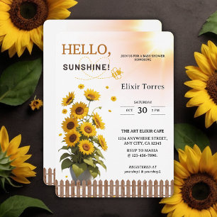 Convites Olá Sunshine Sunflower Garden Chá de fraldas