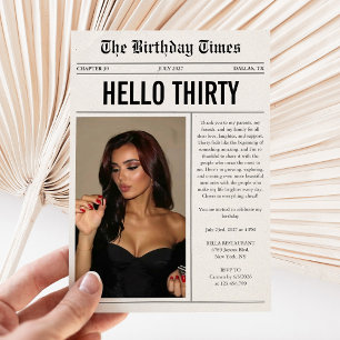 Convites Olá Trinta Foto Jornal Aniversário de 30 anos