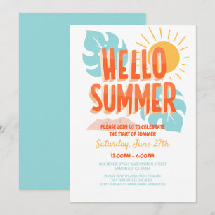 Convites Olá verão, festa de fim de ano, Festa na Piscina