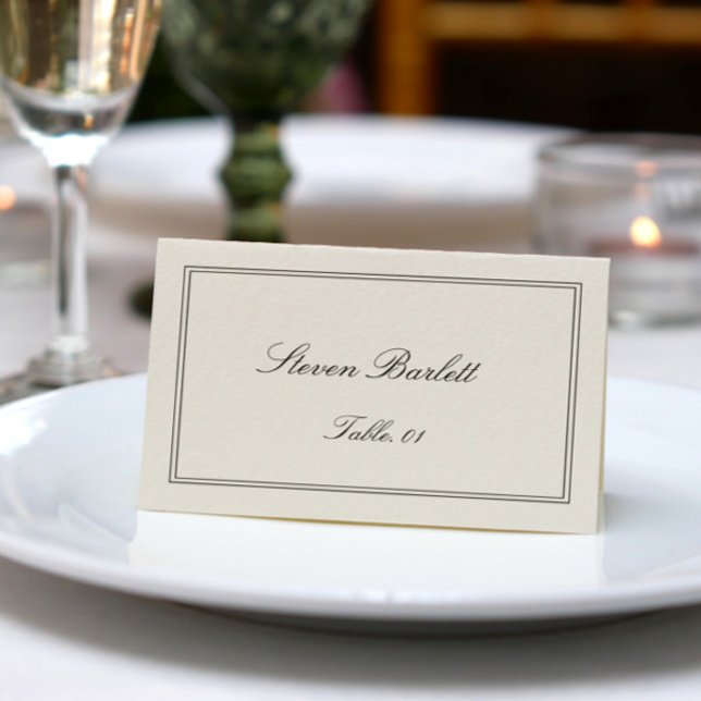 Convites Old Money Black and Cream Wedding Place Card DIY (Criador carregado)