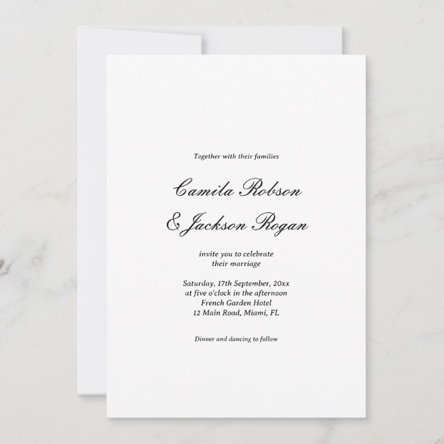 Convites Old Money Black and White Wedding  (Frente)