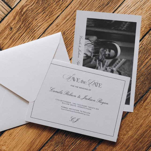 Convites Old Money Black and White Wedding Save the Date (Criador carregado)