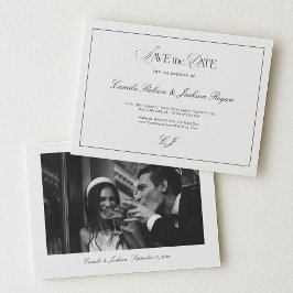 Convites Old Money Black and White Wedding Save the Date