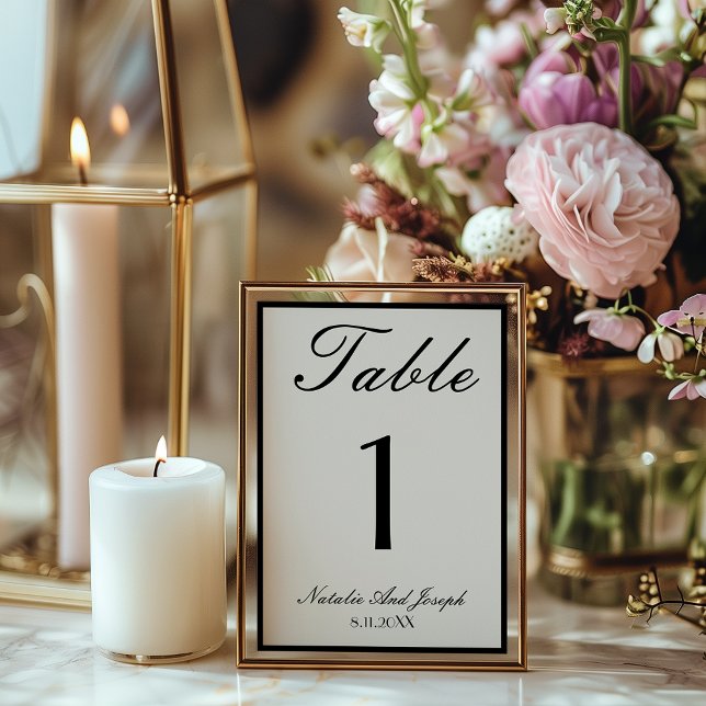 Convites Old Money Black Cream Wedding Table Number (Criador carregado)