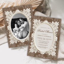 Old Money Brown Ivory Doily Lace Bridal Shower