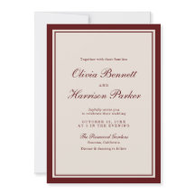 Old Money Burgundy Classic Wedding Invitation
