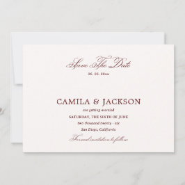 Convites Old Money Burgundy Wedding Save the Date