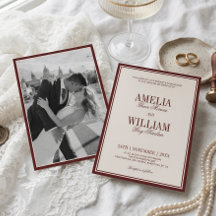 Old Money Classic Luxury Burgundy Photo Wedding