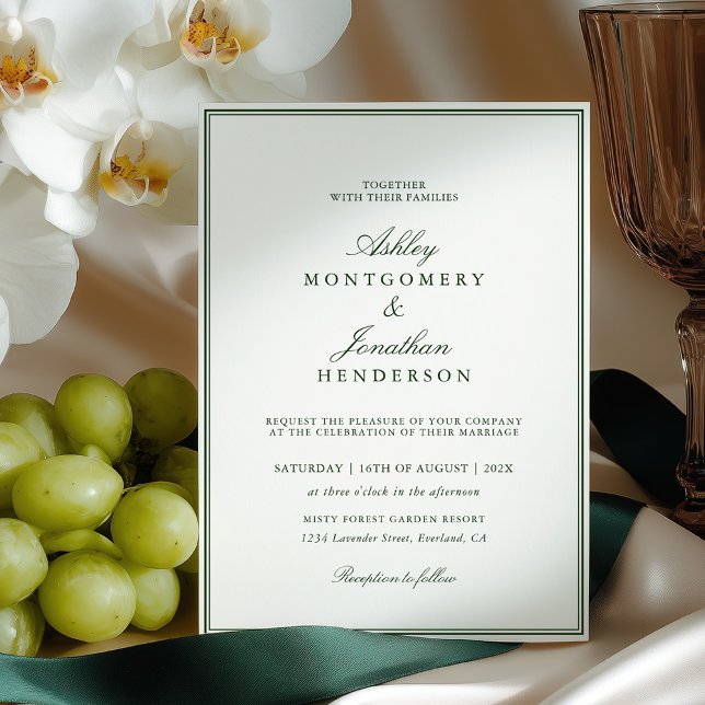 Convites Old Money Dark Green Wedding (Criador carregado)