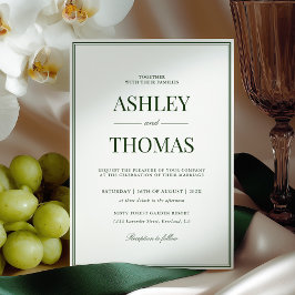 Convites Old Money Dark Green Wedding