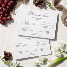 Convites Old Money White and Brown Wedding Menu Card
