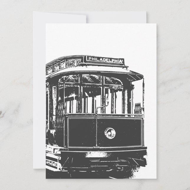 Convites Old Tram | Streetcar Philadelphia | Vintage (Frente)