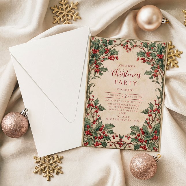 Convites Old World Holly & Ivy (Criador carregado)