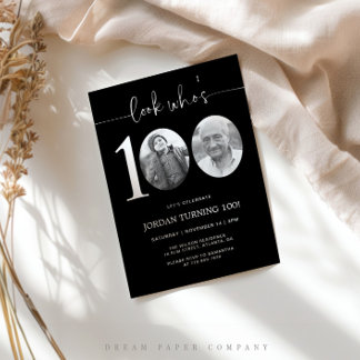Convites Olha quem é 100 | Foto: 100th Birthday Invite