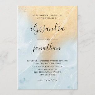 Convites Olhar de mármore azul e Dourado Pastel Glam   que