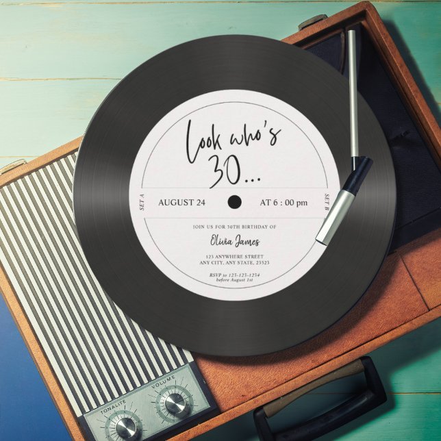 Convites Olhar para o disco de vinil retrô que faz 30 anos, (Criador carregado)