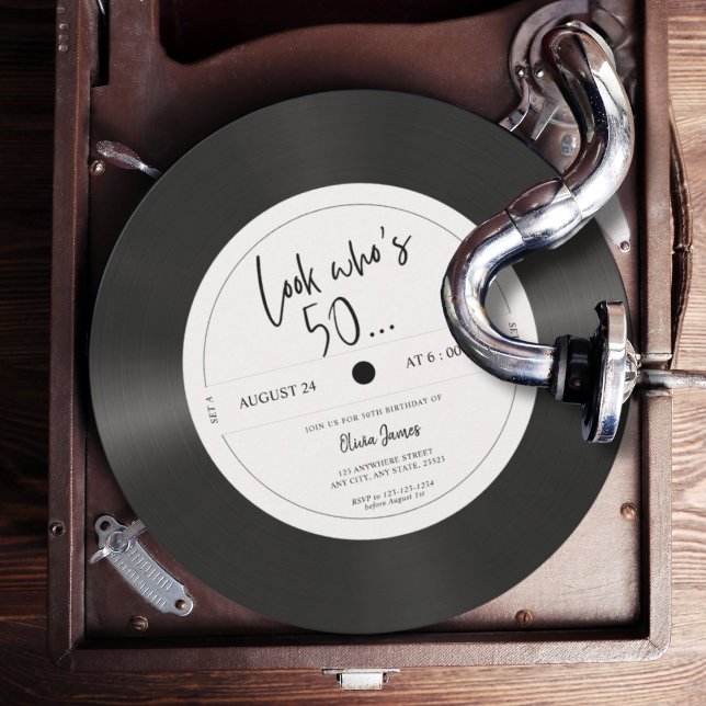 Convites Olhar para o disco de vinil retrô que faz 50 anos, (Criador carregado)