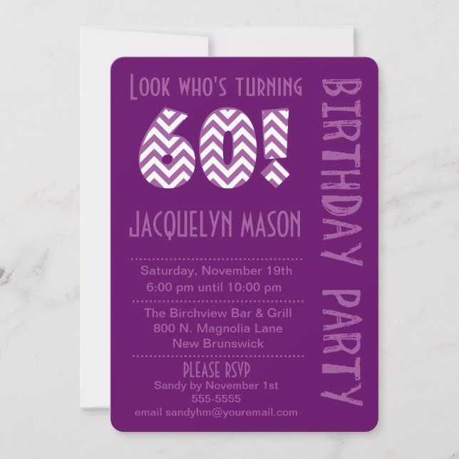 Convites Olhar Roxo que está fazendo 60 Aniversários (Frente)