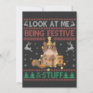 Convites Olhe para Mim Sendo Festivo e Coisas Gato de Natal