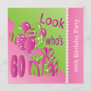 Convites Olhe quem é 60 no rosa - 60th aniversário