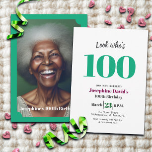 Convites Olhe quem está com 100 anos! Foto de Aniversário