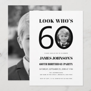 Convites Olhe Quem Está Com 60 Anos Foto Preto e Branco de