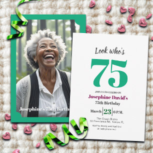 Convites Olhe quem está com 75 anos! Foto de festa de anive