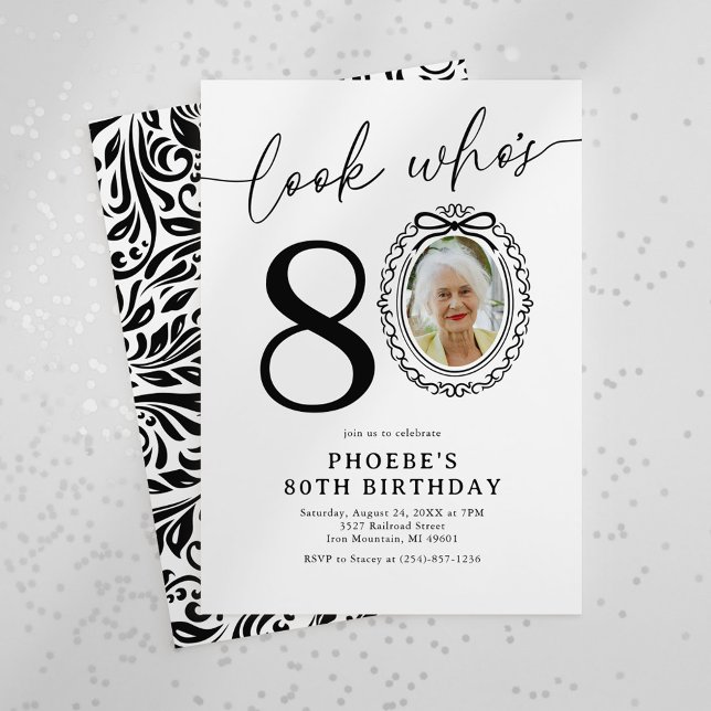 Convites Olhe Quem Está Com 80! Foto Elegante de Aniversári (Criador carregado)