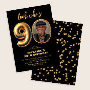 Convites Olhe Quem Está Fazendo 90 Anos Foto de Aniversário