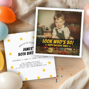 Convites Olhe Quem Faz 50 Aniversário Personalizado Foto Re