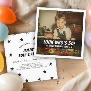 Convites Olhe Quem Faz 50 Anos Personalizado Foto Retro