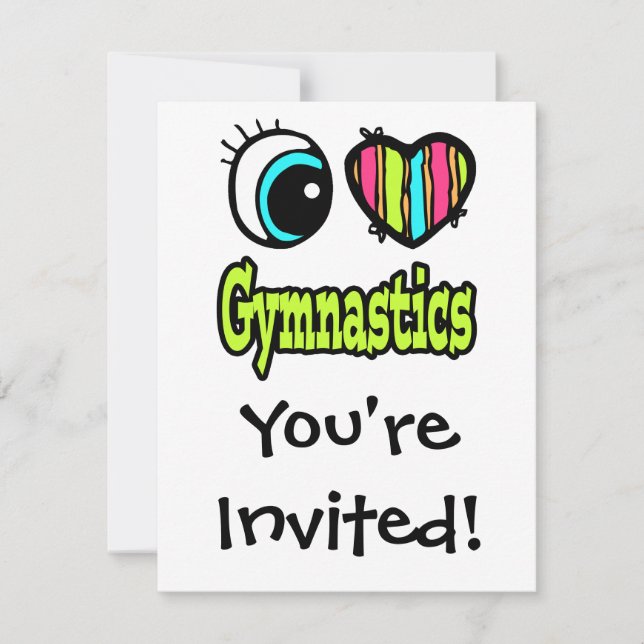 Convites Olho Brilhante Coração Eu Amo Ginástica (Frente)