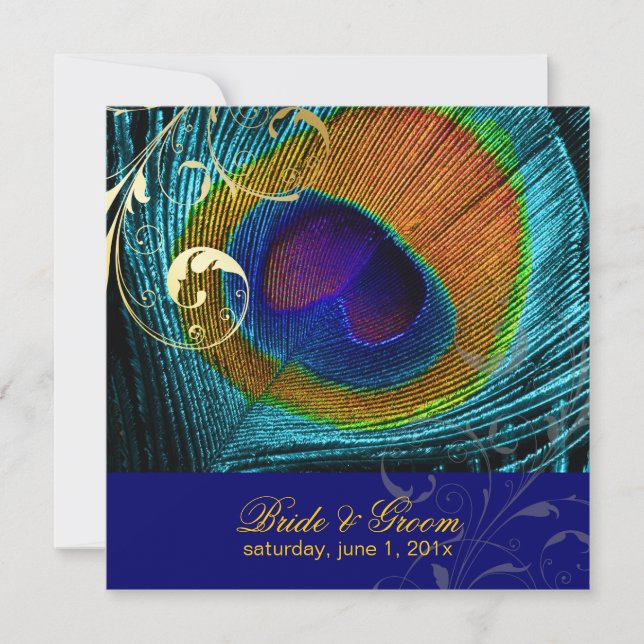 Convites Olho psíquico de pavão/azul de cobalto PixDezines (Frente)