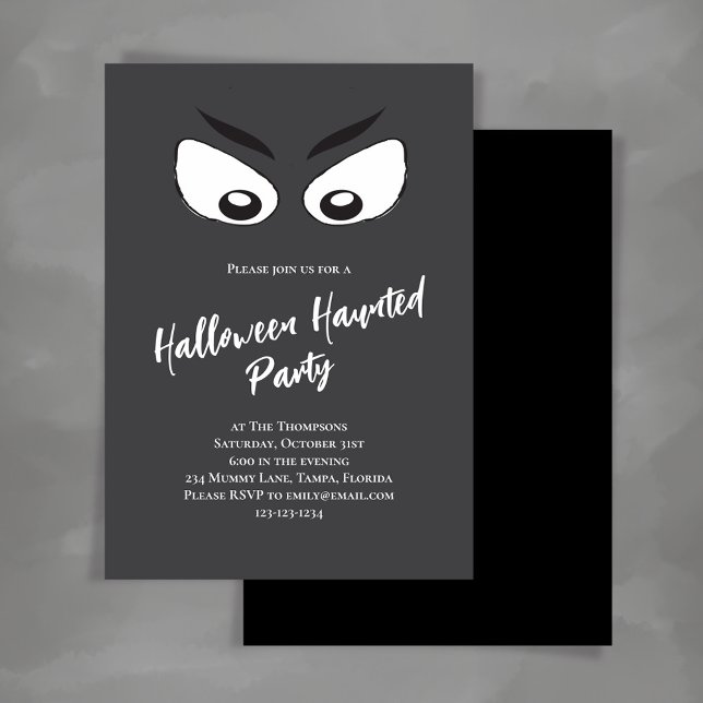 Convites Olhos Fantasmas do Festa de Halloween Spooky (Halloween party custom invitation template. )